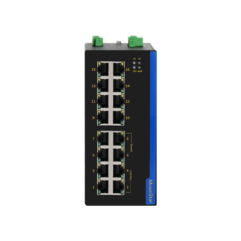 16 Ports 10/100M T(x) Din-Rail Unmanaged Industrial Ethernet Switch