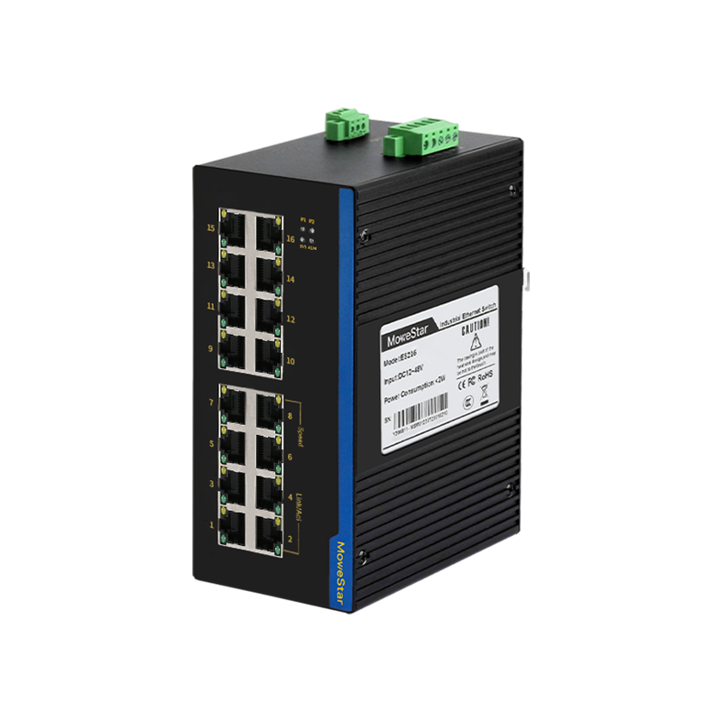 16 Ports 10/100M T(x) Din-Rail Unmanaged Industrial Ethernet Switch