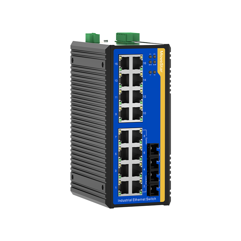 2 Ports 100M F(x) + 16 Ports 10/100M T(x) Din-Rail Unmanaged Industrial Ethernet Switch