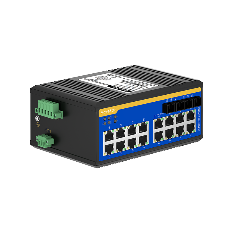 2 Ports 100M F(x) + 16 Ports 10/100M T(x) Din-Rail Unmanaged Industrial Ethernet Switch