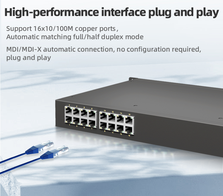 16 Ports 10/100M T(x) Rack-mount Unmanaged Industrial Ethernet Switch