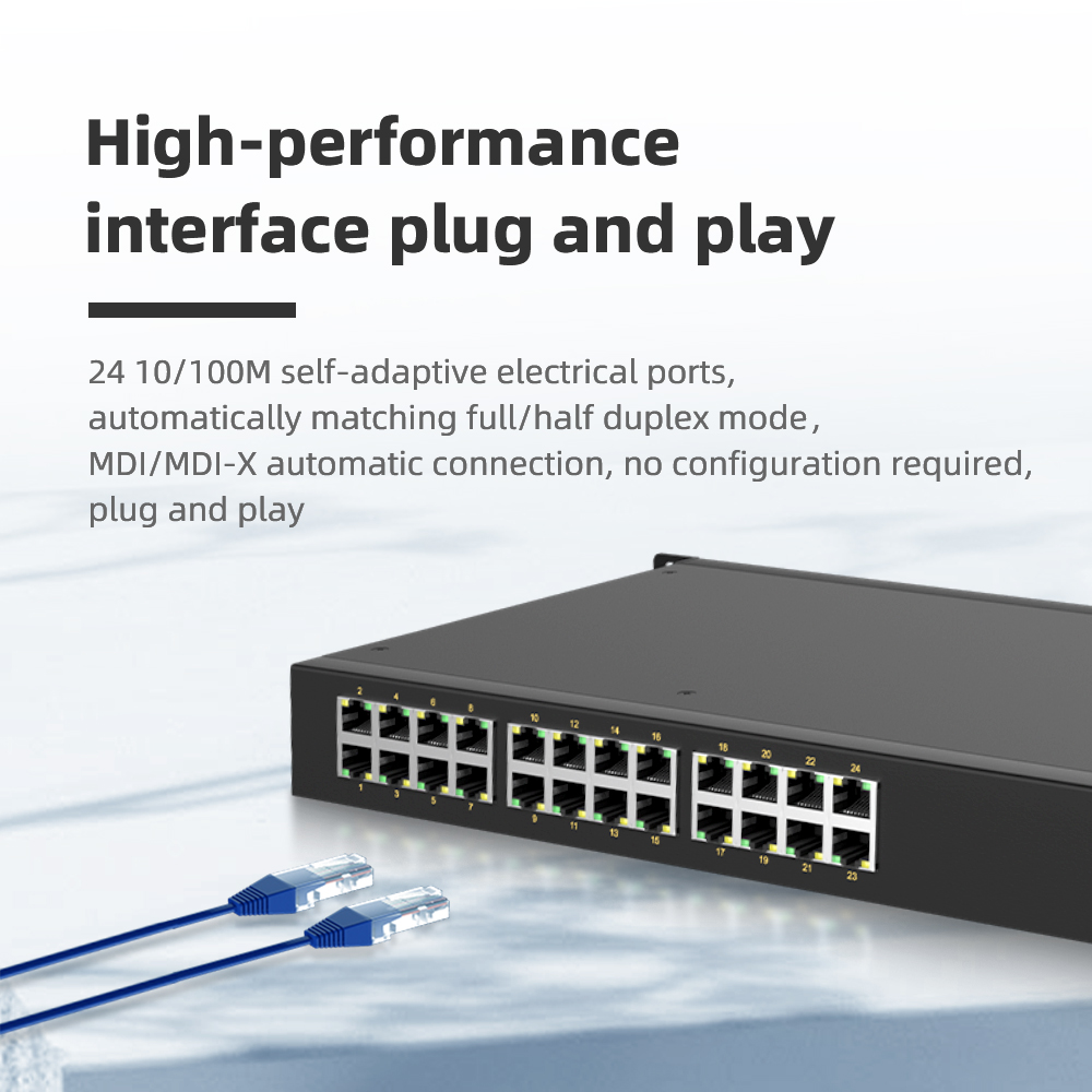 24 Ports 10/100M T(x) Rack-mount Unmanaged Industrial Ethernet Switch
