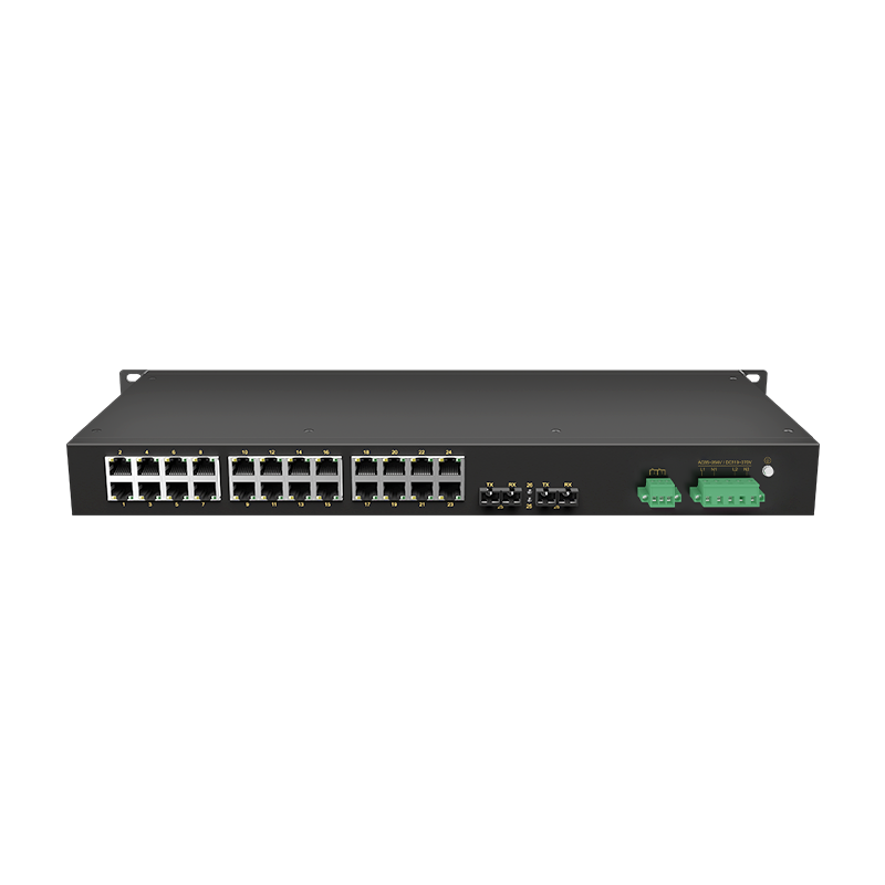2 Ports 100M F(x) + 24 Ports 10/100M T(x) Rack-mount Unmanaged Industrial Ethernet Switch