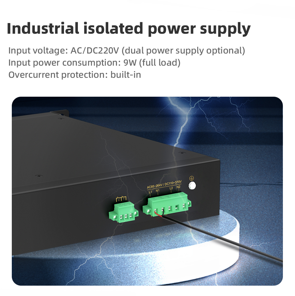 2 Ports 100M F(x) + 24 Ports 10/100M T(x) Rack-mount Unmanaged Industrial Ethernet Switch