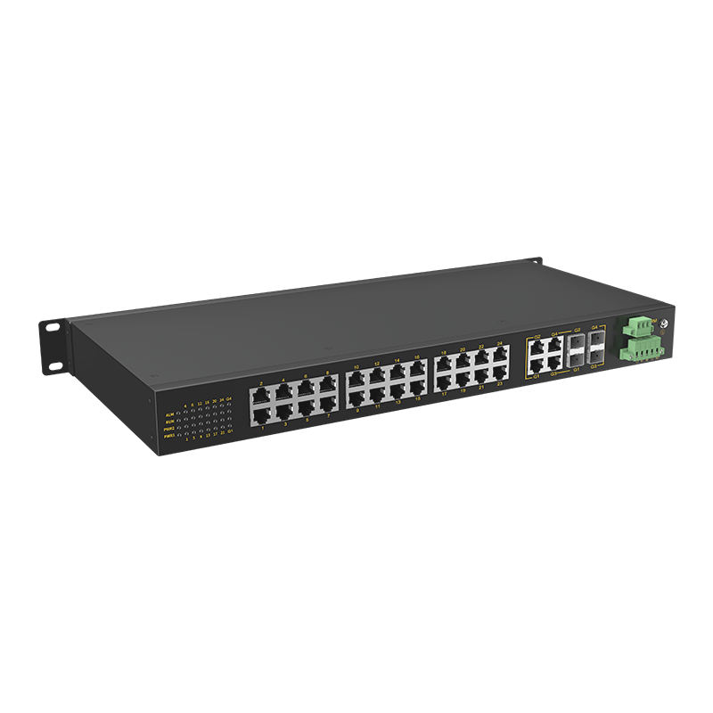 4 Ports Gigabit Combo + 24 Ports 10/100M T(x) Rack-mount Unmanaged Industrial Ethernet Switch