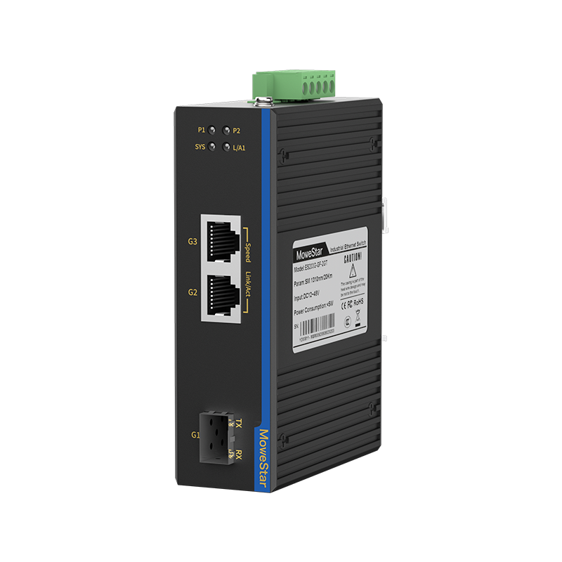 1 Port Gigabit SFP + 2 Ports Gigabit RJ45 Din Rail industrial media converter
