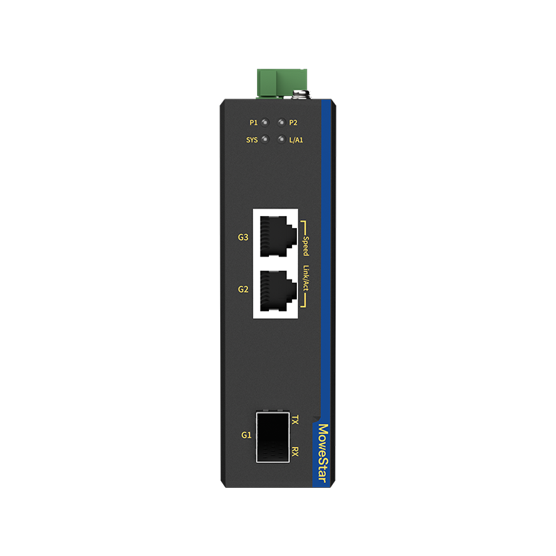 1 Port Gigabit SFP + 2 Ports Gigabit RJ45 Din Rail industrial media converter