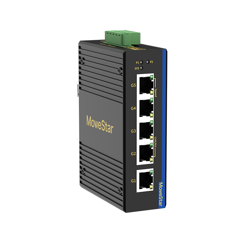 5 Ports Gigabit T(x) Din-Rail Unmanaged Industrial Ethernet Switch