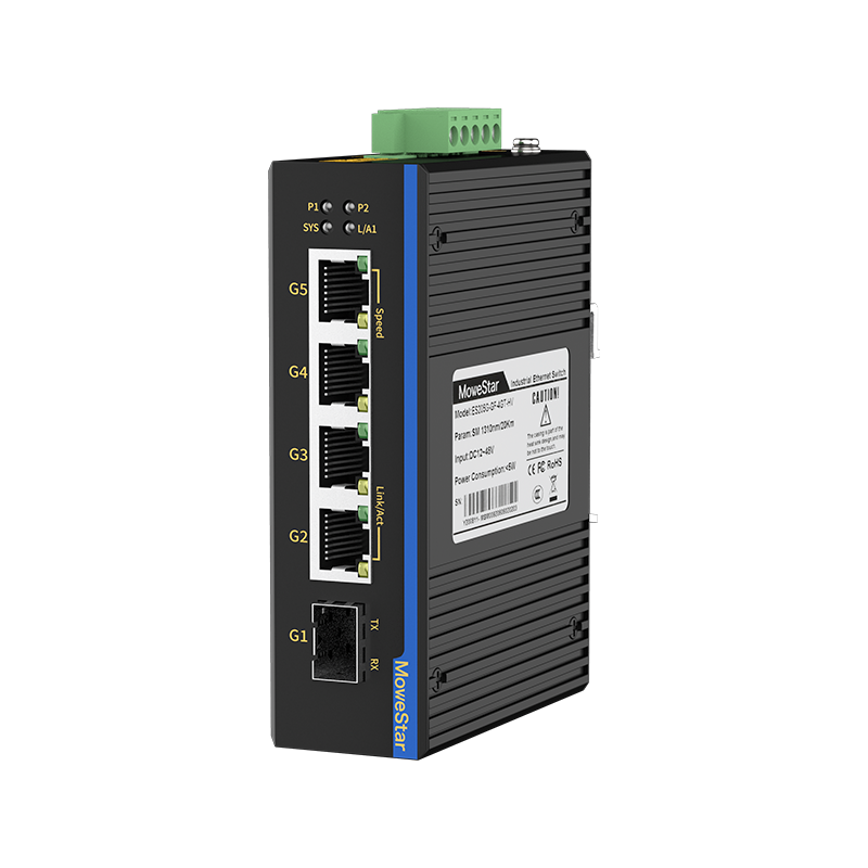 1 Port Gigabit SFP + 4 Ports Gigabit RJ45 Din-Rail Unmanaged Industrial Ethernet Switch