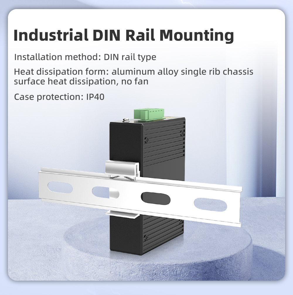 1 Port Gigabit SFP + 4 Ports Gigabit RJ45 Din-Rail Unmanaged Industrial Ethernet Switch