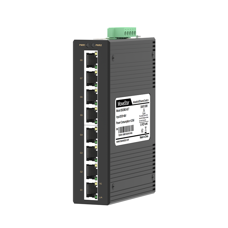 8 Ports Gigabit T(x) Din-Rail Unmanaged Industrial Ethernet Switch