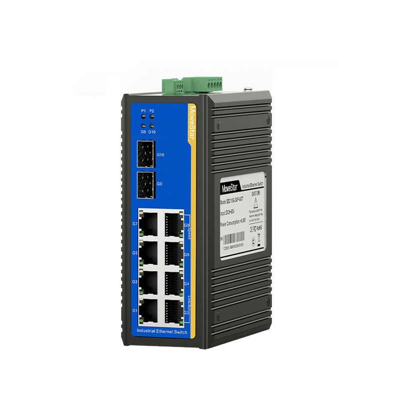 2 Ports Gigabit SFP + 8 Ports Gigabit RJ45 Din-Rail Unmanaged Industrial Ethernet Switch