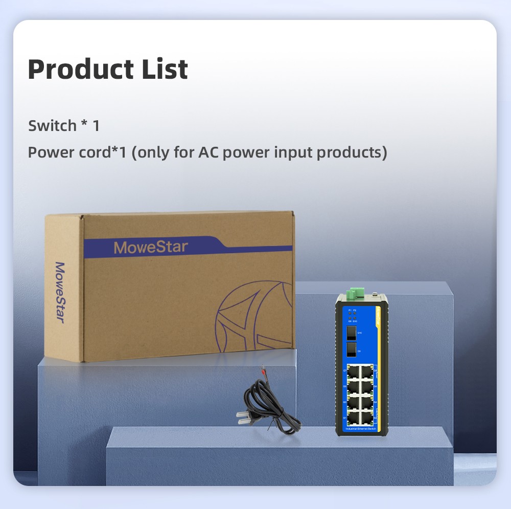2 Ports Gigabit SFP + 8 Ports Gigabit RJ45 Din-Rail Unmanaged Industrial Ethernet Switch