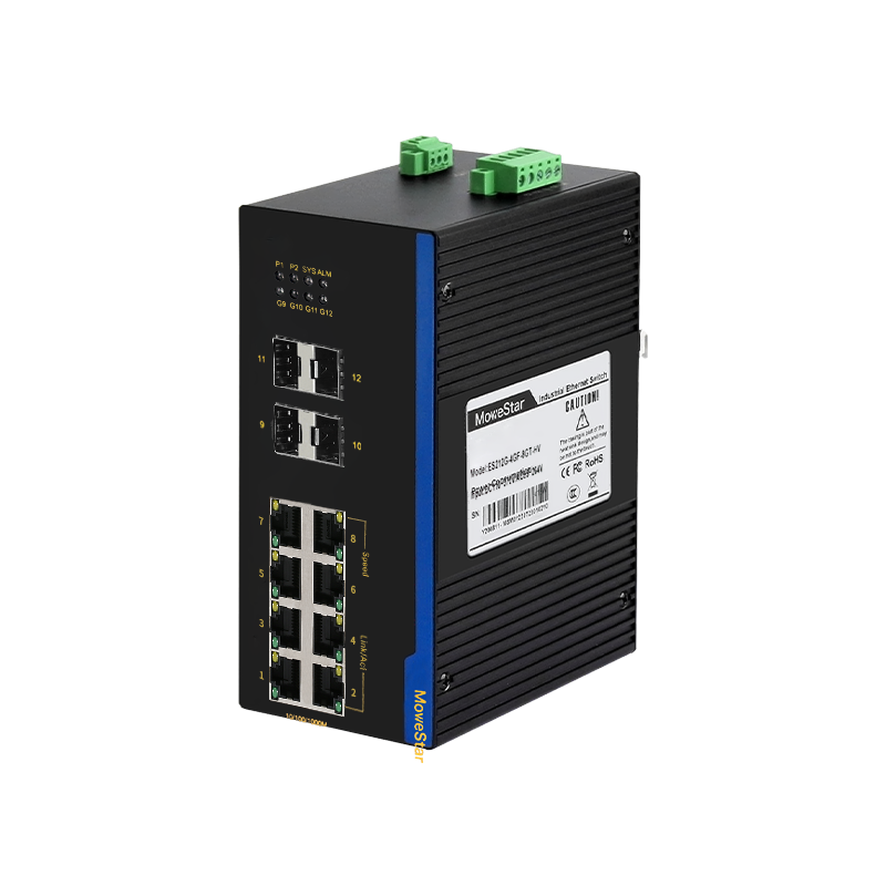 4 Ports Gigabit SFP + 8 Ports Gigabit RJ45 Din-Rail Unmanaged Industrial Ethernet Switch