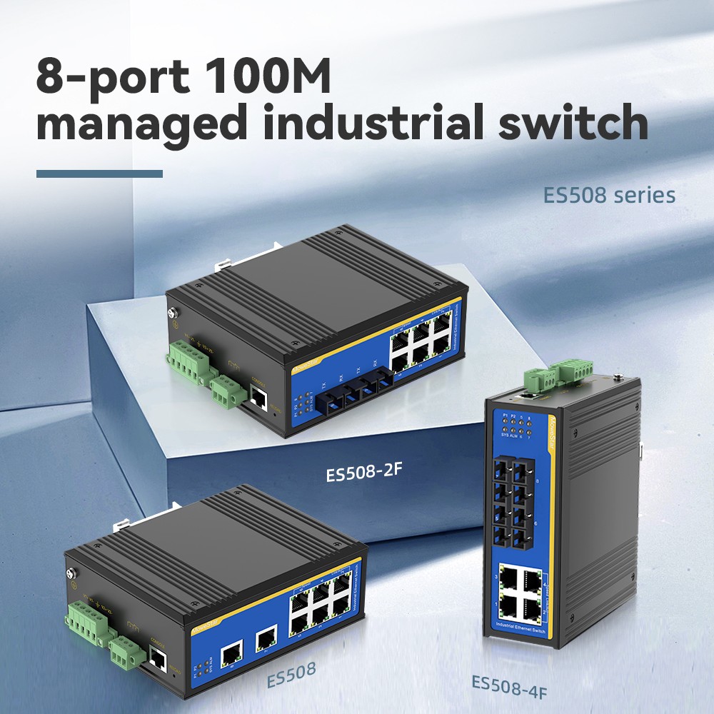 8 Ports 10/100M T(x) Din-Rail Managed Industrial Ethernet Switch