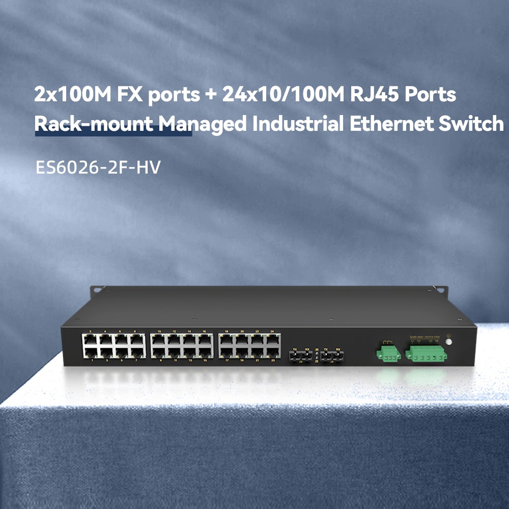 2 Ports 100M FX + 24 Ports 10/100M RJ45 Rack-mount Managed Industrial Ethernet Switch