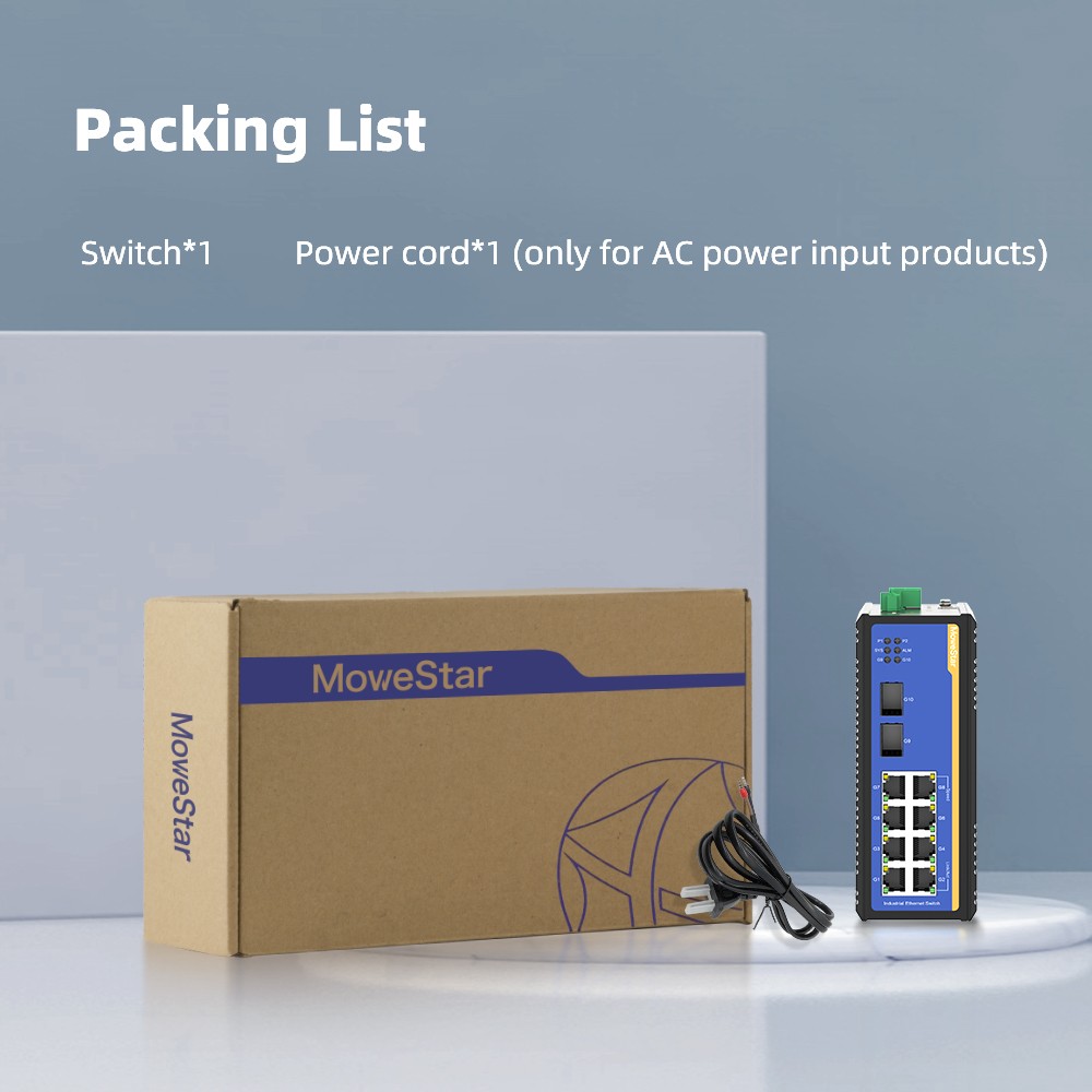 2 Ports Gigabit SFP + 8 Ports Gigabit T(x) Din-Rail Managed Industrial Ethernet Switch