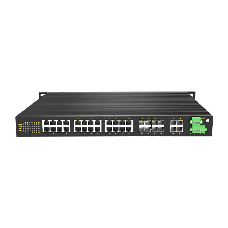 8 Ports Gigabit Combo + 4 Ports Gigabit SFP + 16 Gigabit T(x) Ports Rack-mount Managed Industrial Ethernet Switch