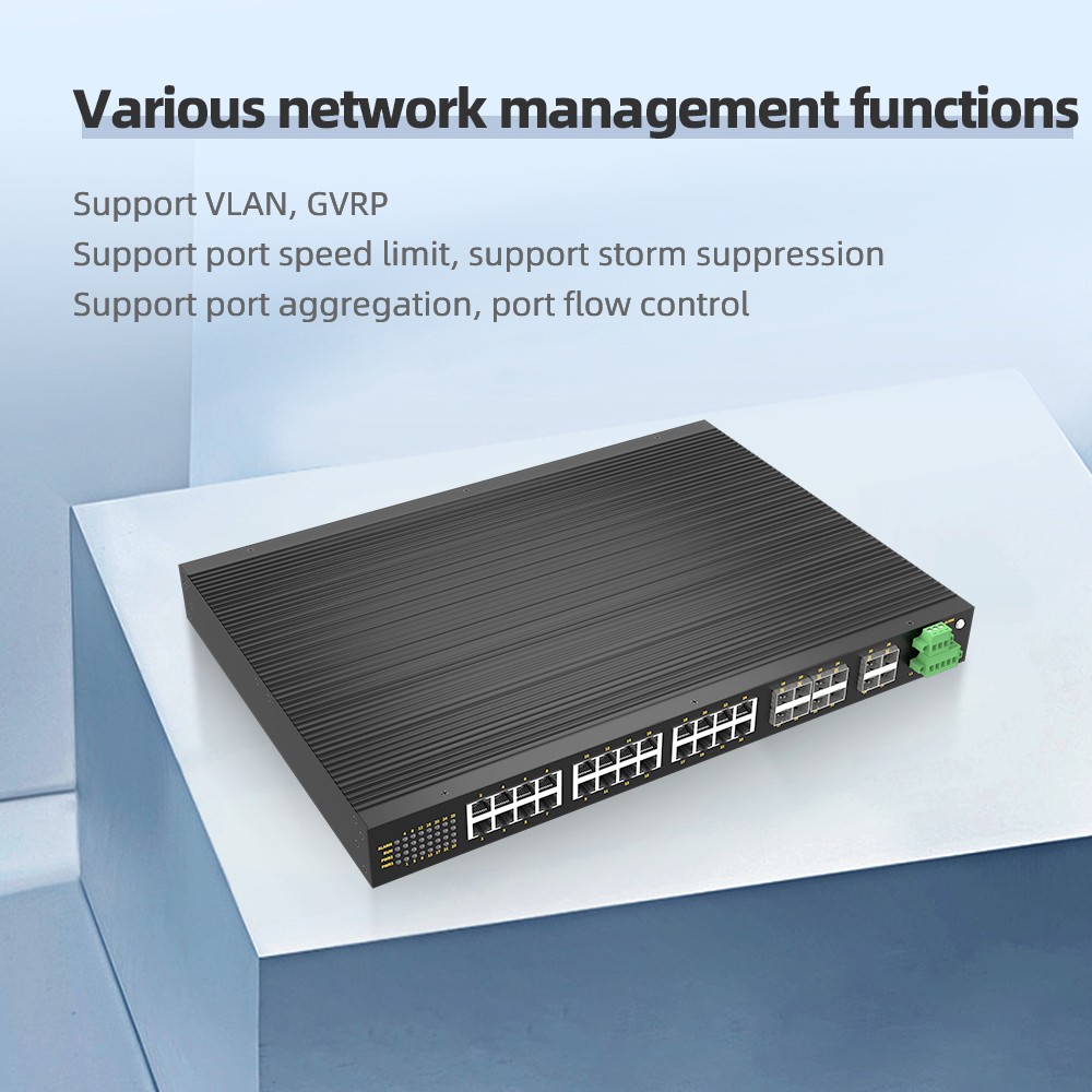 8 Ports Gigabit Combo + 4 Ports Gigabit SFP + 16 Gigabit T(x) Ports Rack-mount Managed Industrial Ethernet Switch