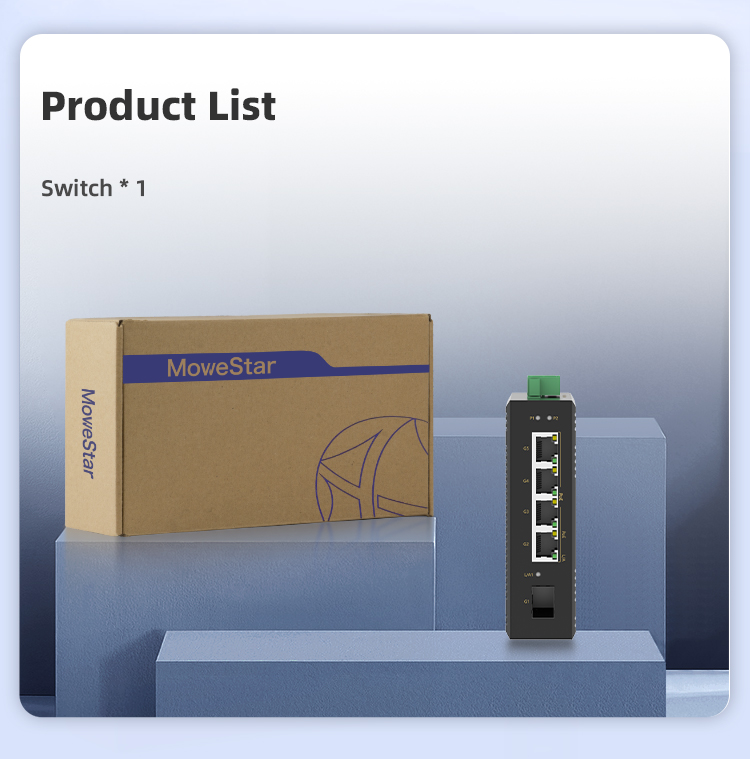 1 Port Gigabit SFP + 4 Ports Gigabit PoE RJ45 Din-Rail Unmanaged Industrial PoE Switch