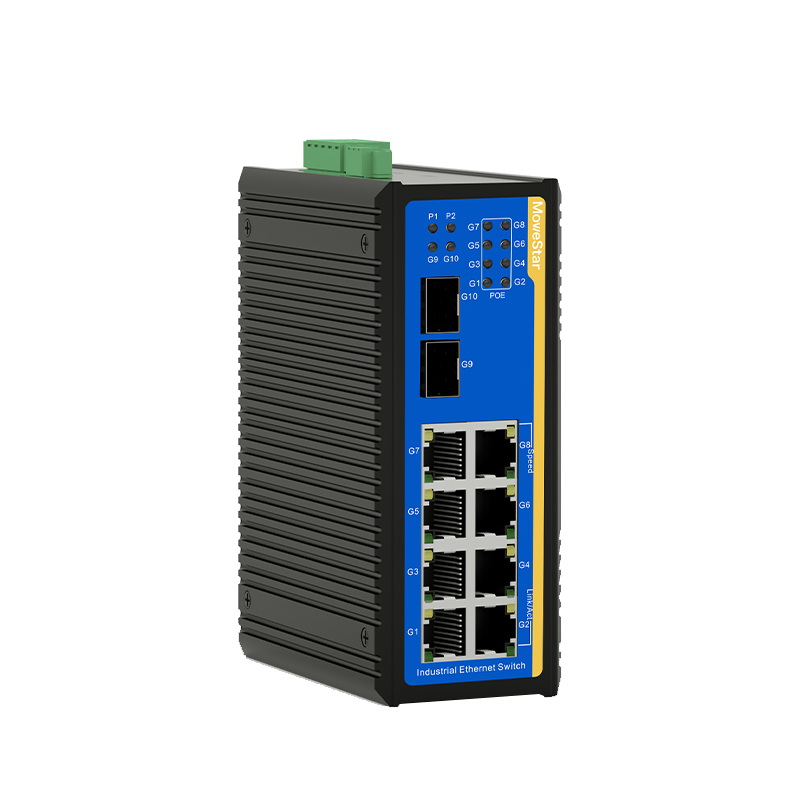 2 Ports Gigabit SFP + 8 Ports Gigabit PoE RJ45 Din-Rail Unmanaged Industrial PoE Switch