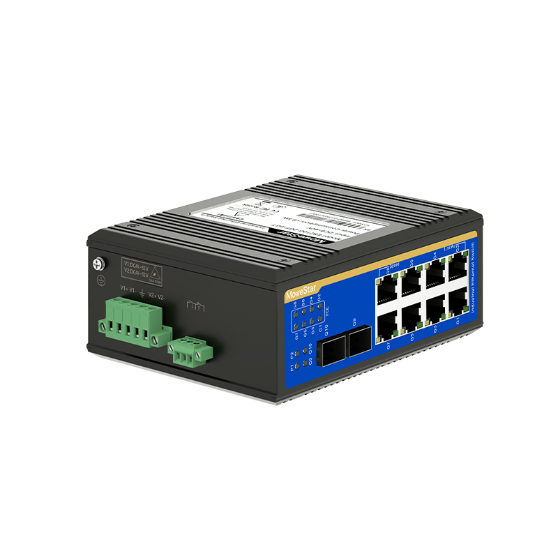 2 Ports Gigabit SFP + 8 Ports Gigabit PoE RJ45 Din-Rail Unmanaged Industrial PoE Switch