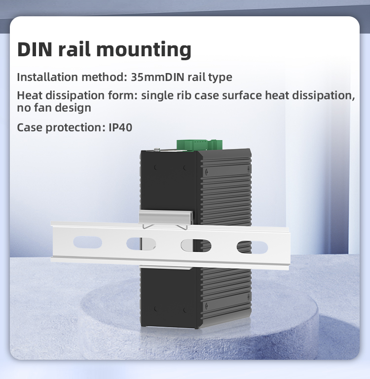 2 Ports Gigabit SFP + 8 Ports Gigabit PoE RJ45 Din-Rail Unmanaged Industrial PoE Switch