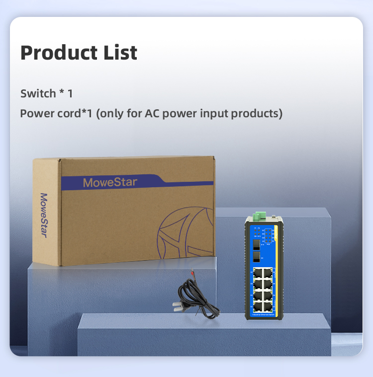 2 Ports Gigabit SFP + 8 Ports Gigabit PoE RJ45 Din-Rail Unmanaged Industrial PoE Switch