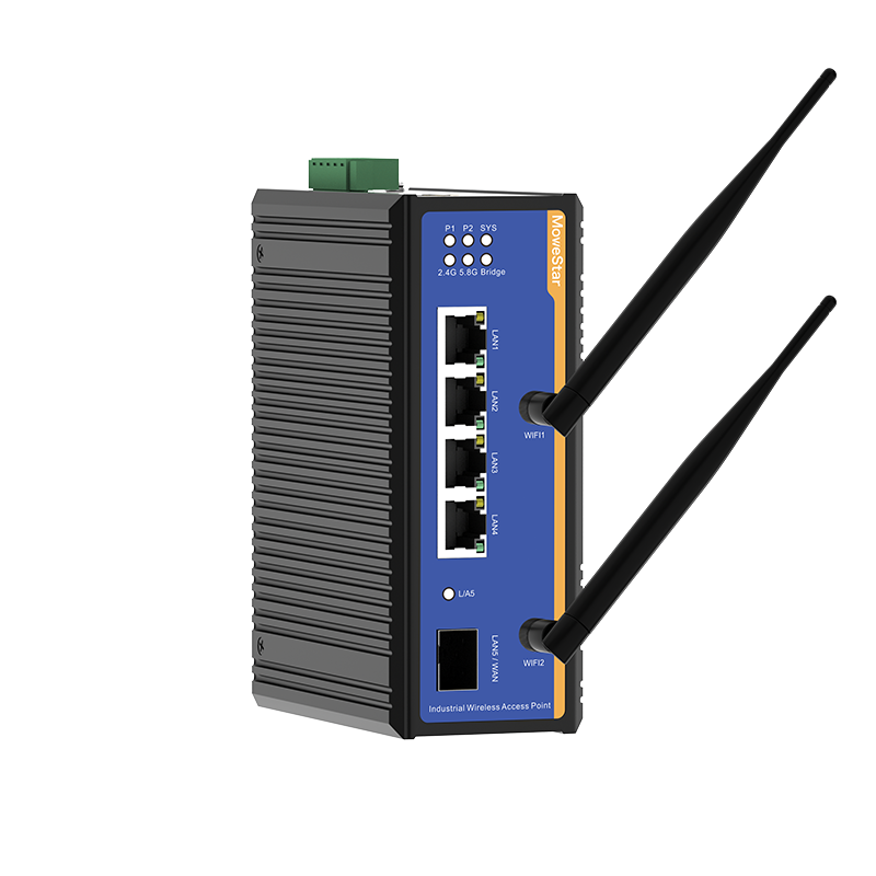 1 Port Gigabit SFP + 4 Ports Gigabit RJ45 Din-Rail Dual Band Wi-Fi6 Wireless Router