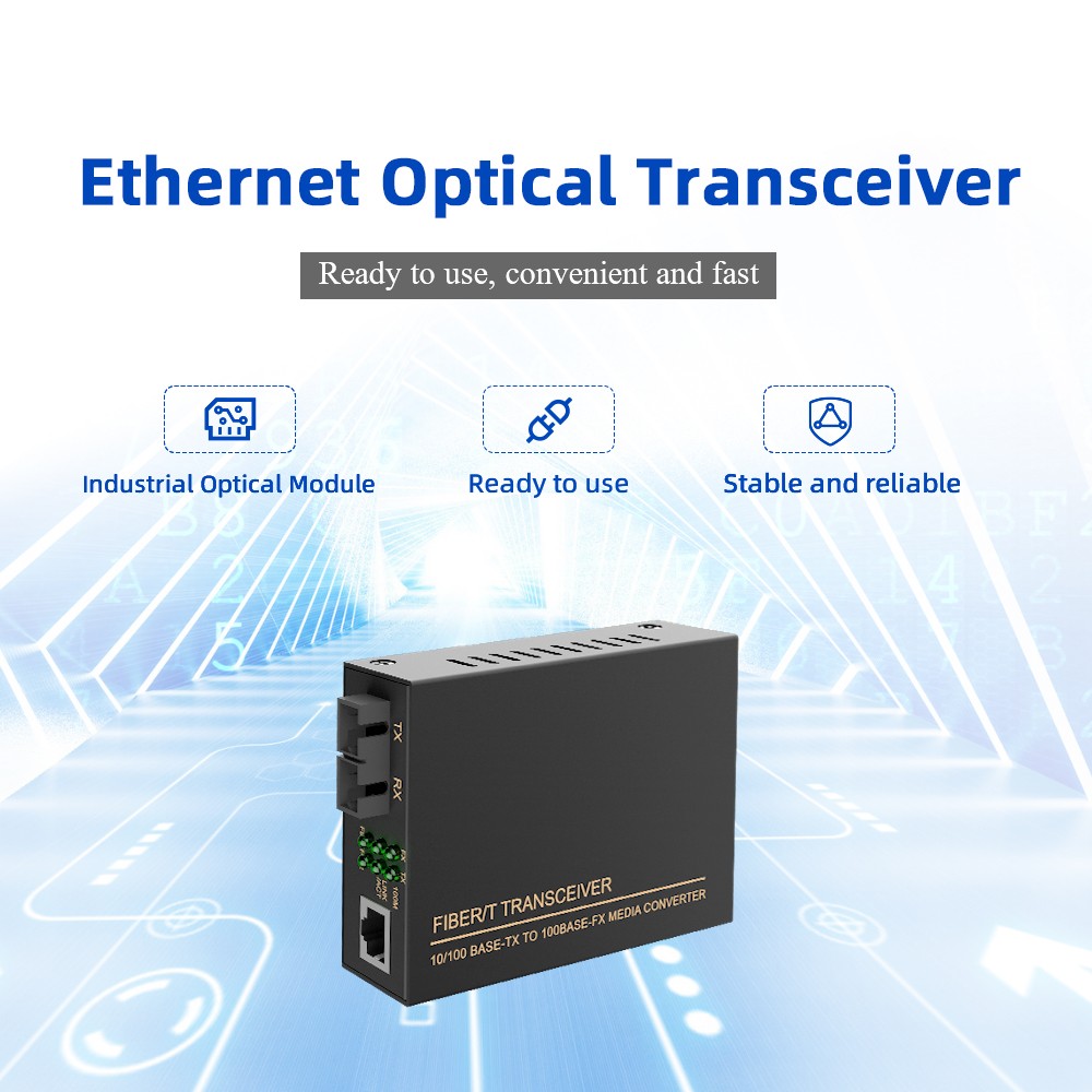 1 Port 100M F(x) + 1 Port 10/100M T(x) Ethernet fiber optic transceiver