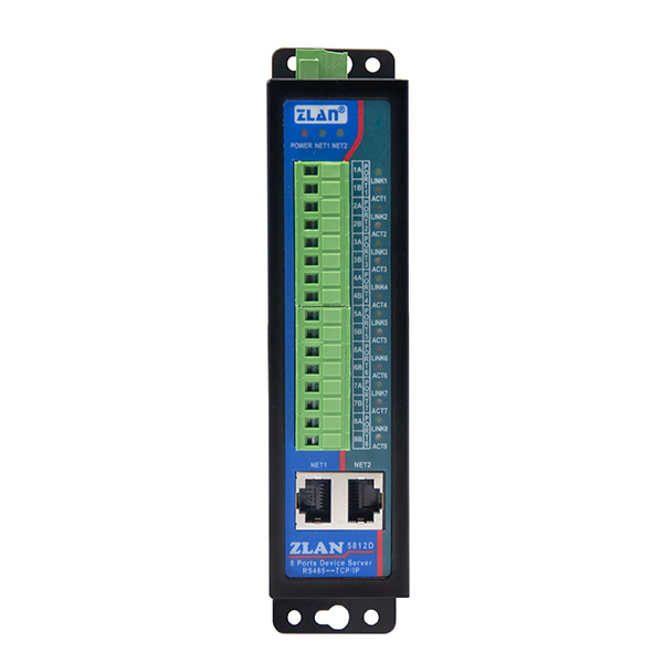 DIN rail type 8 serial server/Modbus gateway