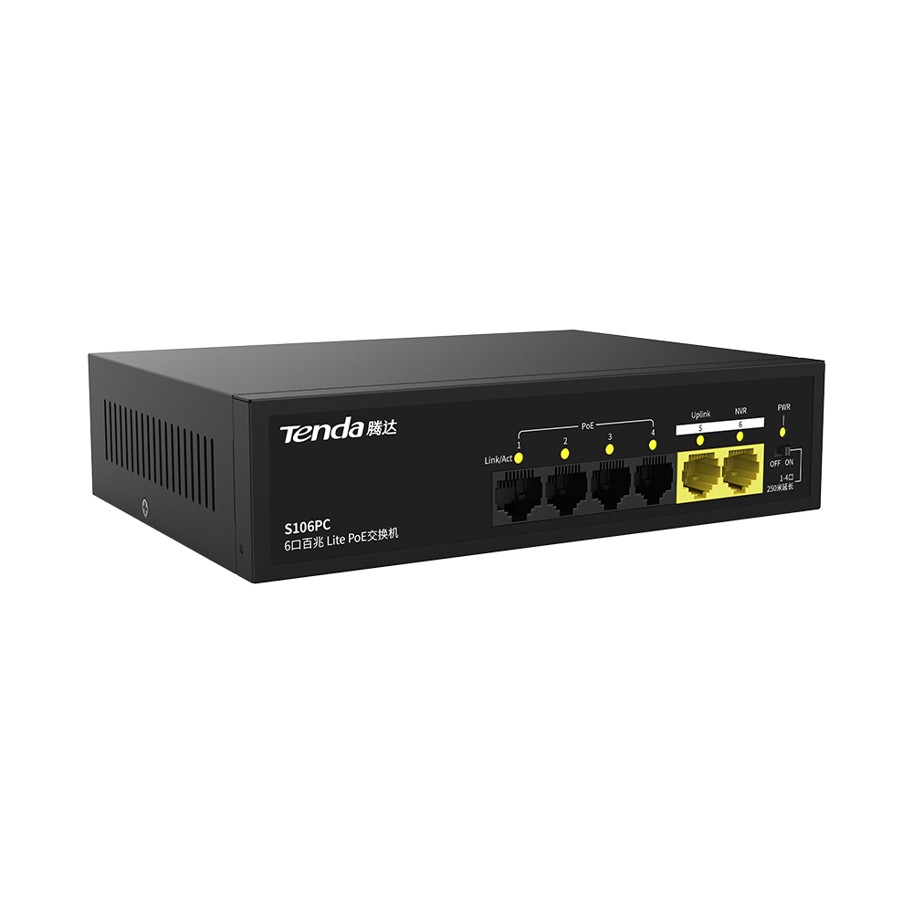6-port 100 Gigabit Lite PoE switches