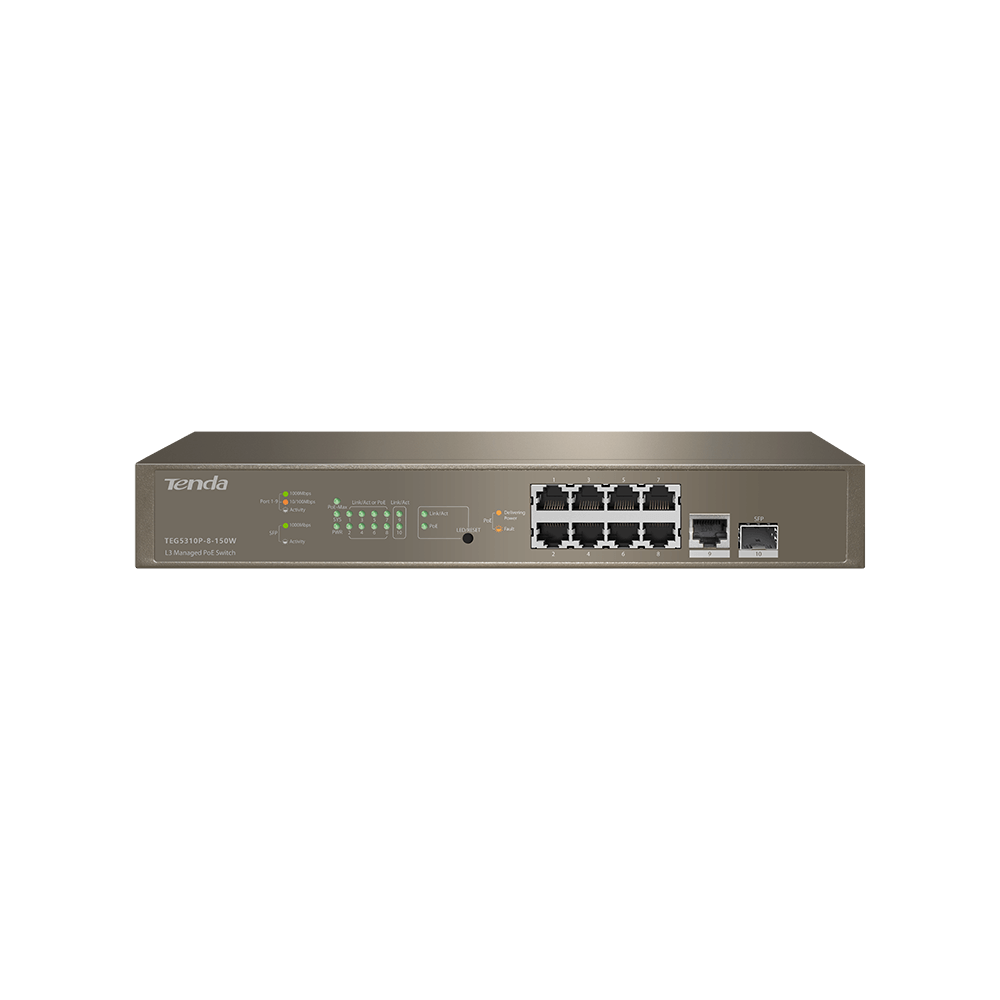 L3 Managed PoE Switch 9 Base-T Ethernet ports,1 SFP ports