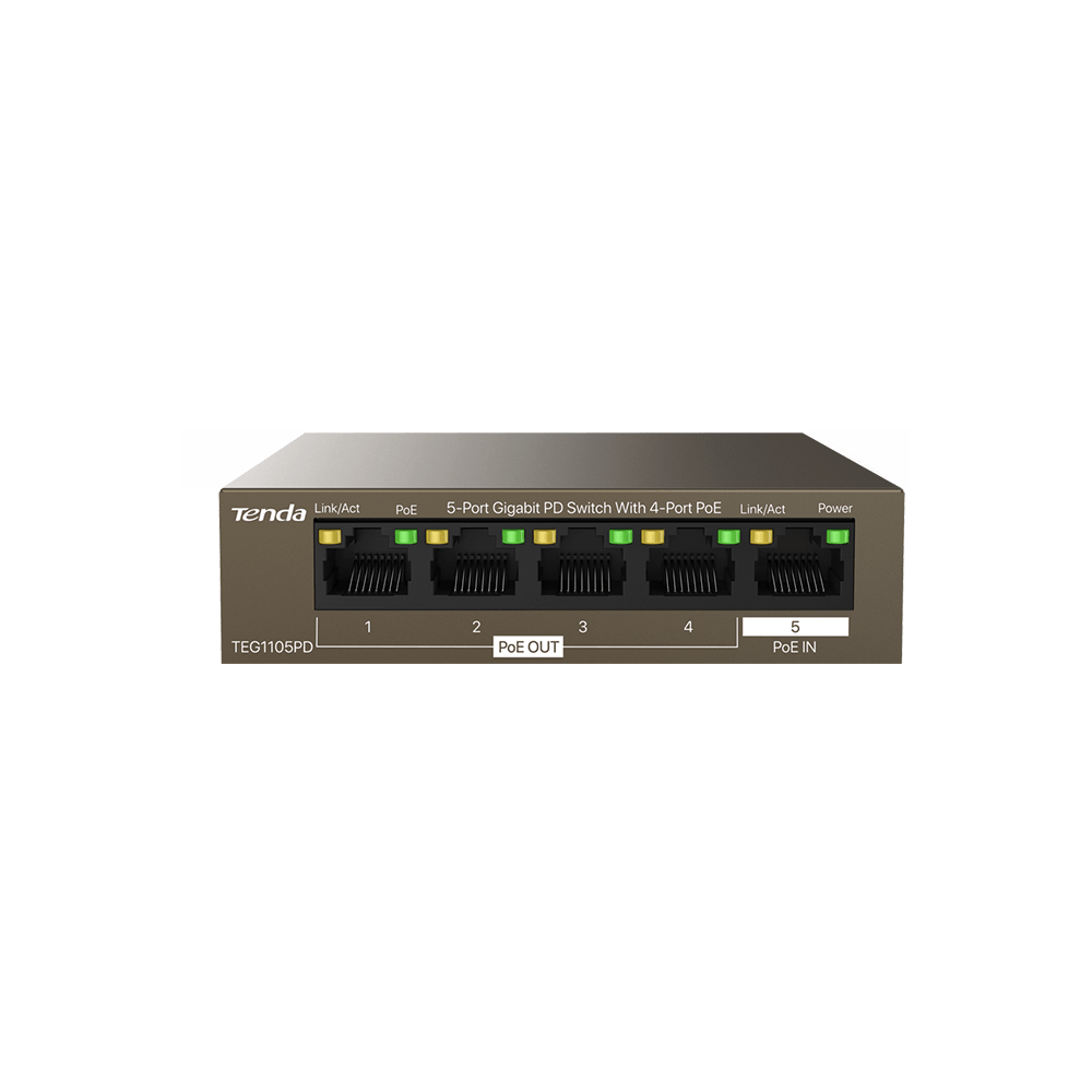 5-Port Gigabit PD Switch With 4-Port PoE