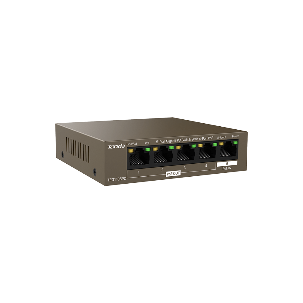 5-Port Gigabit PD Switch With 4-Port PoE