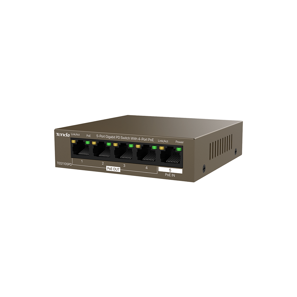 5-Port Gigabit PD Switch With 4-Port PoE