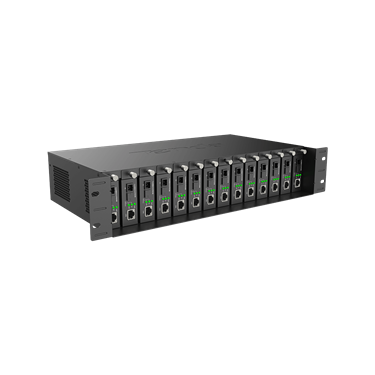 14-slot fiber optic transceiver chassis